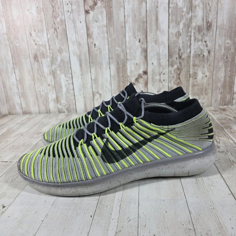 Nike Free RN Motion Flyknit Mens Running Shoes Grey Volt 834584-007